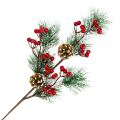 [680657] Długa gałązka świerku ośnieżona z szyszkami i kuleczkami