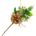 [680683] Gałązka zielona z szyszką ostrokrzewem i jutowym sznureczkiem