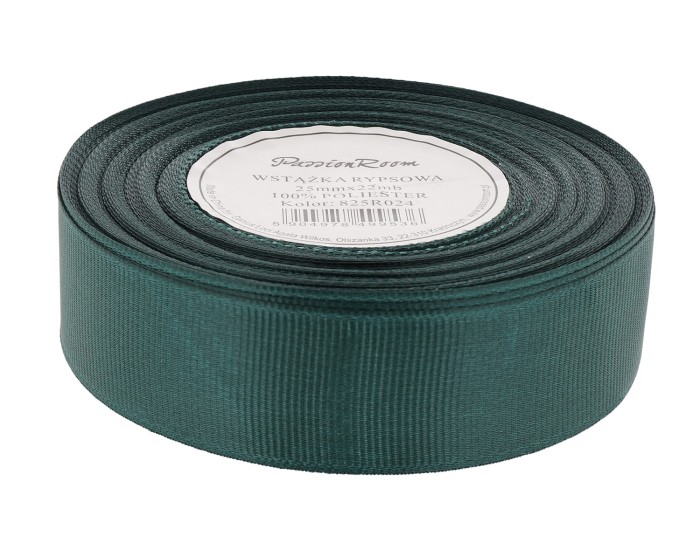 [825R024] Wstążka rypsowa 25mm 22mb zielona butelkowa