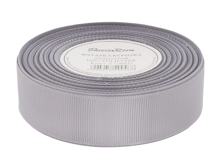 [825R037] Wstążka rypsowa 25mm 22mb popielata
