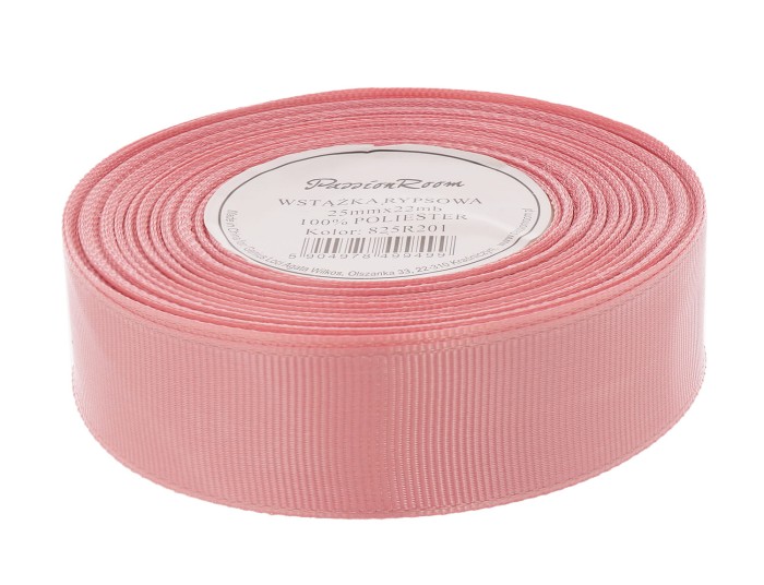 [825R201] Wstążka rypsowa 25mm 22mb przydymiony różowy