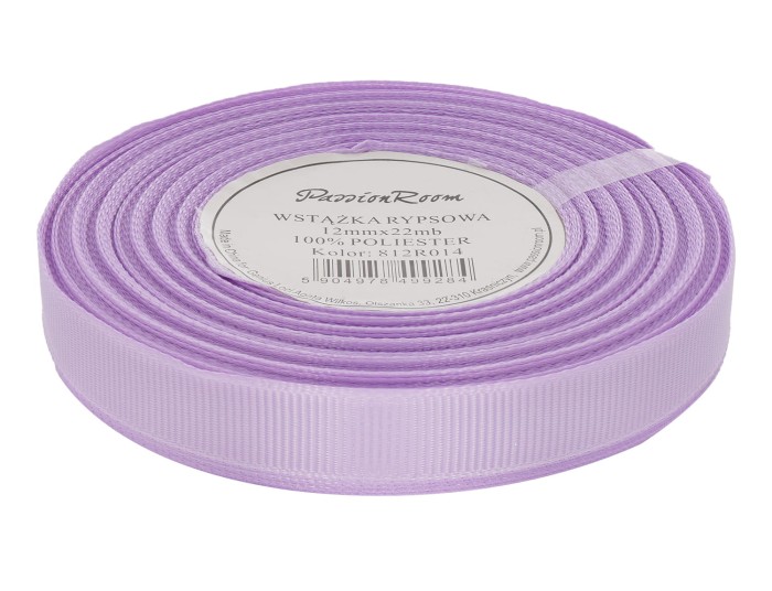 [812R014] Wstążka rypsowa 12mm 22mb lawendowa