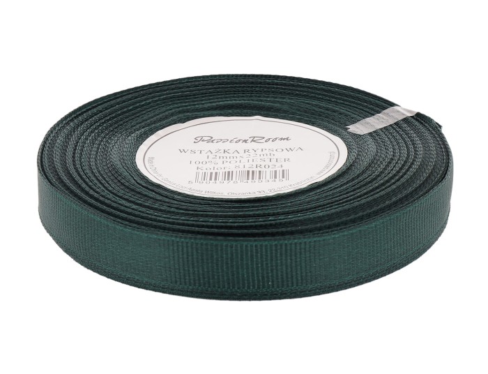 [812R024] Wstążka rypsowa 12mm 22mb zielona butelkowa