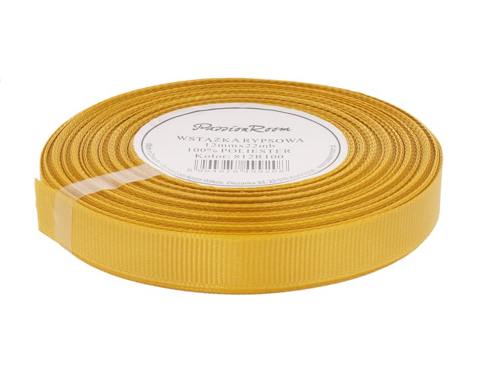 [812R100] Wstążka rypsowa 12mm 22mb złota