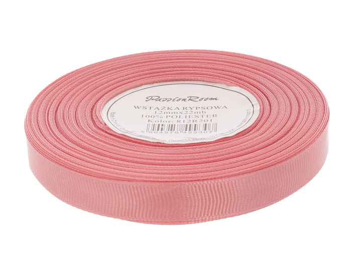 [812R201] Wstążka rypsowa 12mm 22mb przydymiony różowy