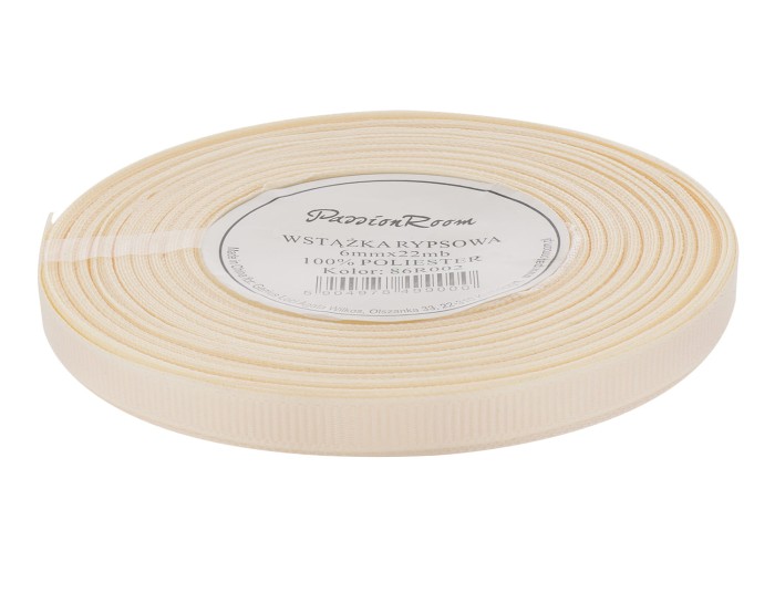 [86R002] Wstążka rypsowa 6mm 22mb ciemnokremowa