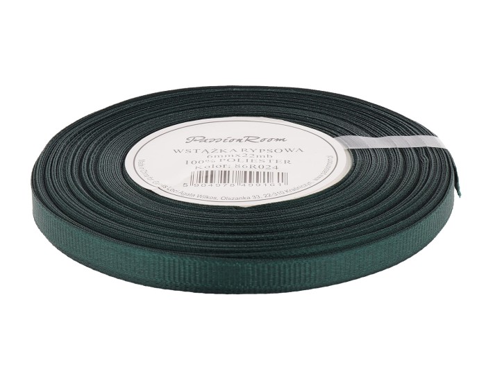 [86R024] Wstążka rypsowa 6mm 22mb zielona butelkowa