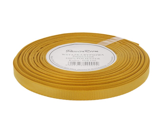 [86R100] Wstążka rypsowa 6mm 22mb złota