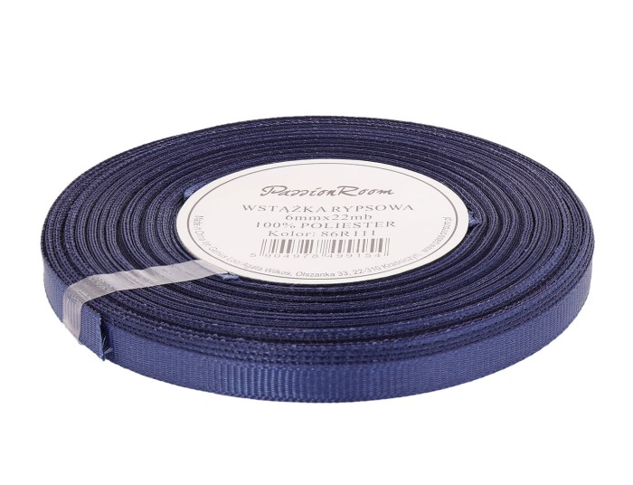[86R111] Wstążka rypsowa 6mm 22mb ciemnogranatowa