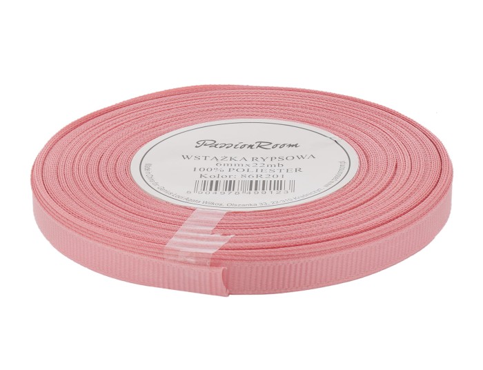 [86R201] Wstążka rypsowa 6mm 22mb przydymiony różowy