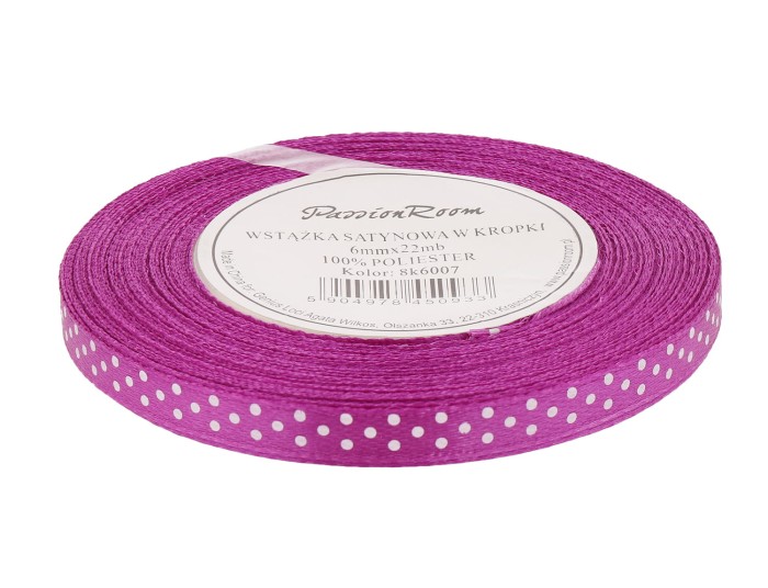 [8k6007] Wstążka satynowa w kropki 6mm 22mb biskupia