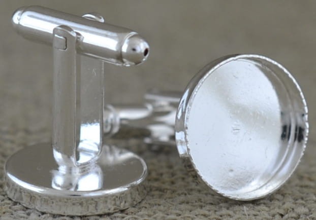 [31703b] Bazy spinek do mankietów srebro kaboszon 15mm II GATUNEK