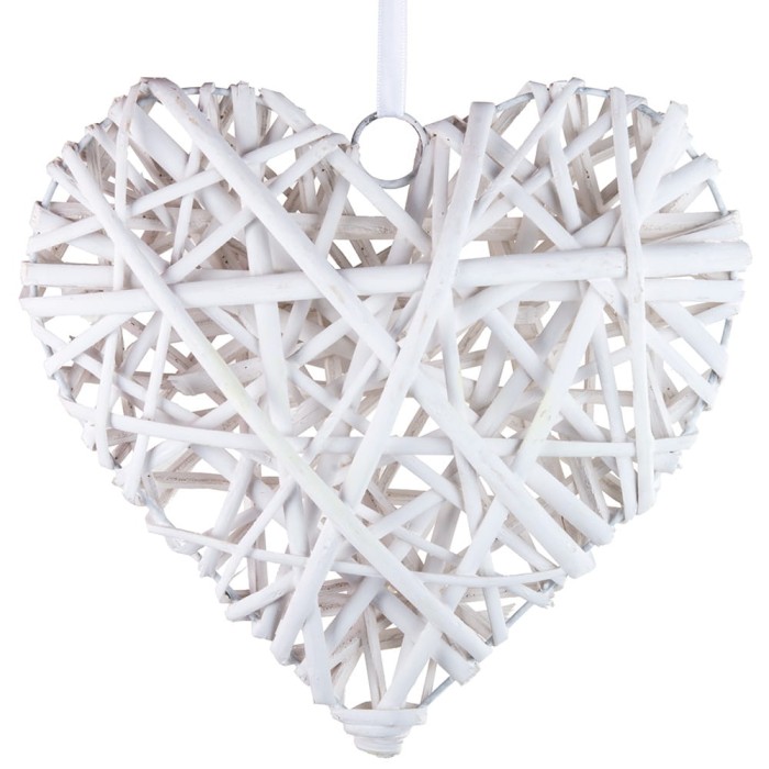 [w04066] Serce wiklinowe pełne białe 5cm