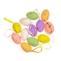 [w15001] Jajka styropianowe nakrapiane z zawieszkami 5x7cm kolorowe 6szt