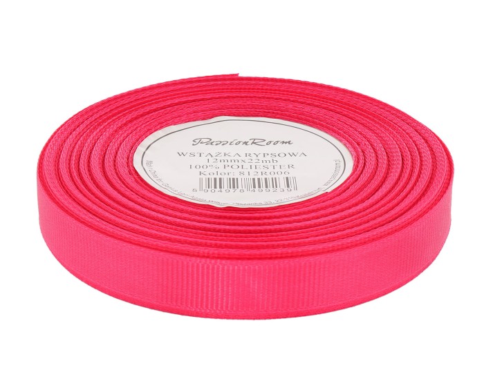 [812R006] Wstążka rypsowa 12mm 22mb fuksja