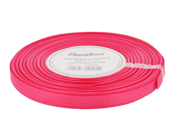 [86R006] Wstążka rypsowa 6mm 22mb fuksja