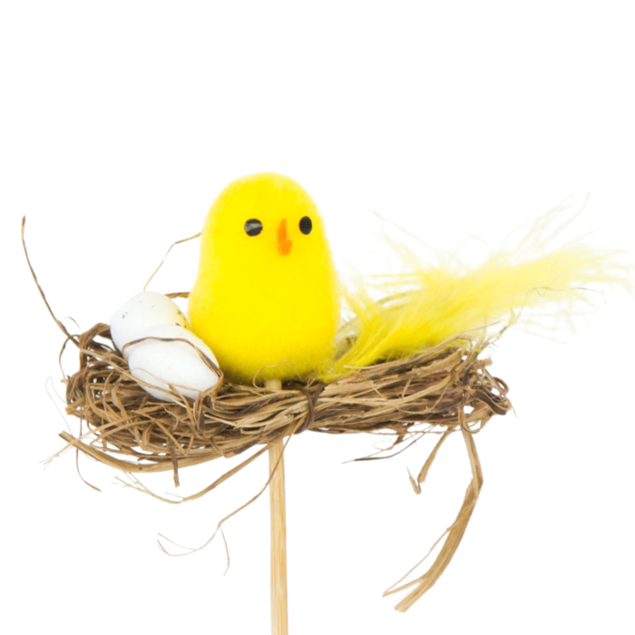 [w0384] Kurczak i jajka w gniazdku na piku