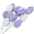 [w12523] Jajka styropianowe nakrapiane na druciku 2,5x3,5cm biało-fioletowe