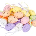 [w13001] Jajka styropianowe nakrapiane z zawieszkami 3x4cm kolorowe