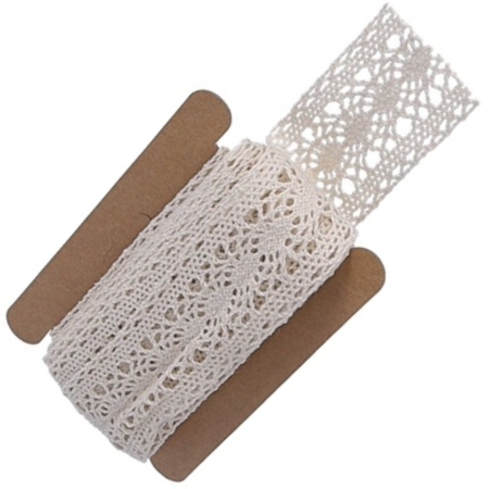 [k1232] Wstążka koronkowa bawełniana 40mm 4,5m beżowa
