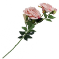 [w0557] Róże na gałązce 2 główki z pąkiem 60cm bladoróżowe