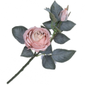 [w0556] Róża na gałązce z pąkiem 42cm pudrowo różowa