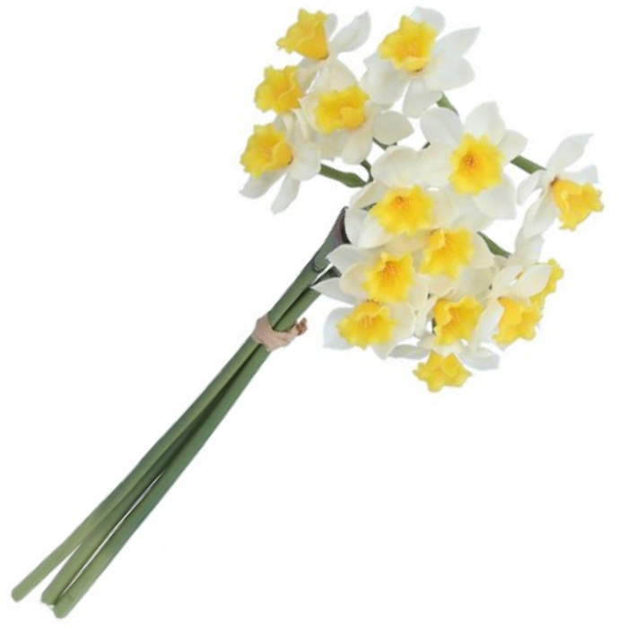 [680755] Bukiet żonkile sylikonowe kremowo-żółte 49cm