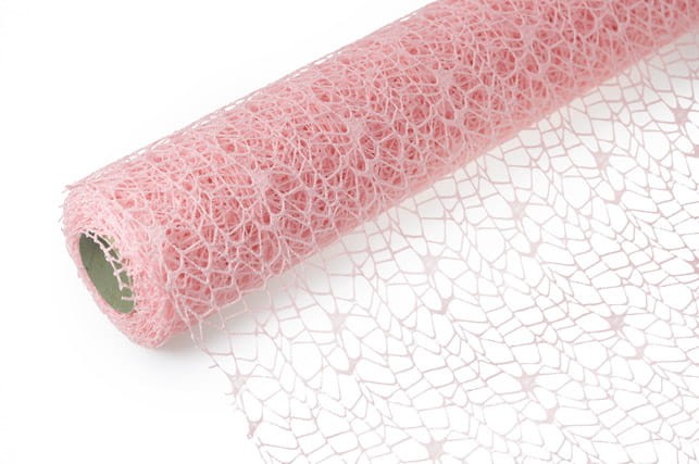 [821p008] Siatka dekoracyjna koronkowa jasnoróżowa 50cm 4,5m