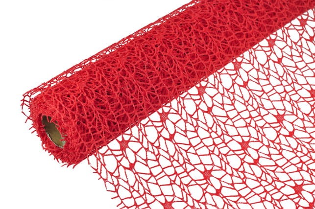 [821p009] Siatka dekoracyjna koronkowa czerwona 50cm 4,5m