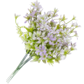 [680775] Gałązka ozdobna kwiatuszki zielono-biało-fioletowe