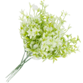 [680774] Gałązka ozdobna kwiatuszki zielono-białe