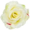 [w04157] Róża główka 13cm kremowa z różem i zielonym