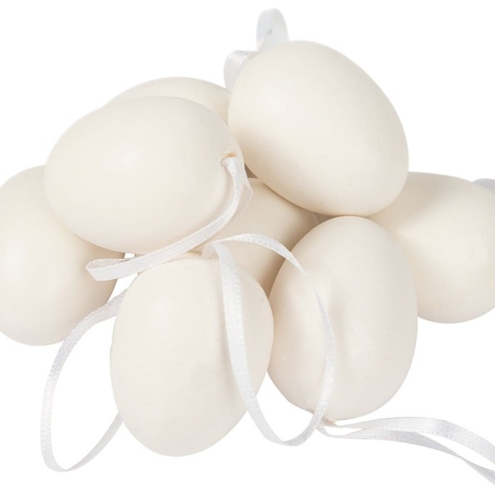 [w13502] Jajka plastikowe z zawieszkami 3,5x4,5cm białe  9szt