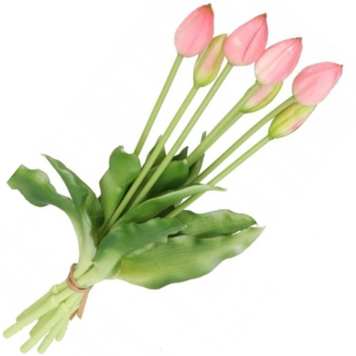 [w04170] Bukiet tulipanów gumowych 7 kwiatów jasnoróżowy 40cm