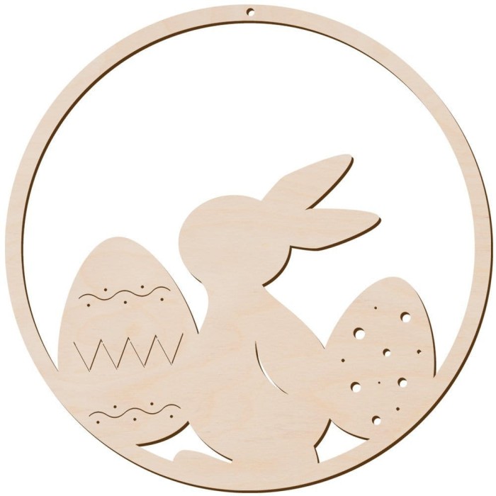 [000140] Koło ze sklejki z królikiem i jajkami 30cm