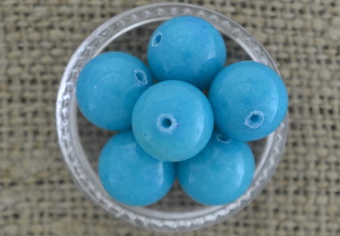 [240530] Kamień naturalny jadeit 10mm turkusowy 2szt