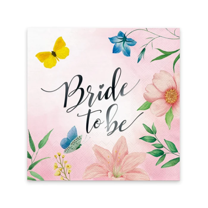 [d04081] Serwetki papierowe różowe Bride to be kwiaty 10szt