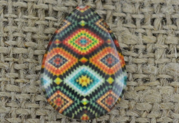 046369 Kaboszon szklany kropla z obrazkiem 18*13mm