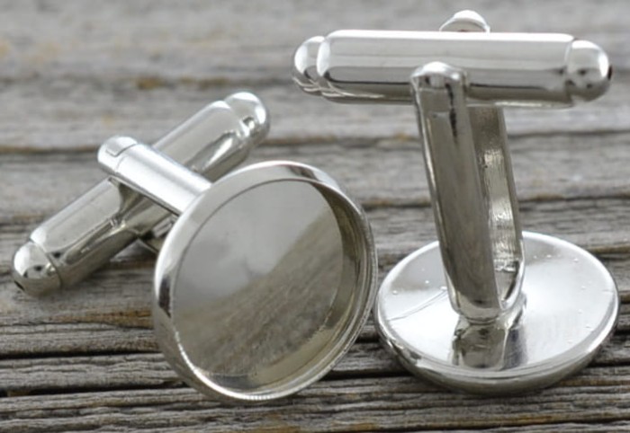 [31713] Bazy spinek do mankietów kolor srebra 12mm