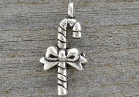 [ś0793] Zawieszka laska cukrowa 21mm srebrna 3szt