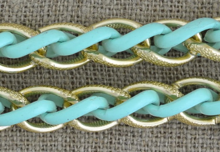 [11020] Łańcuszek ozdobny podwójny miętowy 15mm 