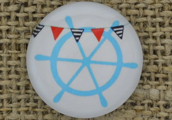 046291 Kaboszon szklany z obrazkiem 20mm ster niebieski