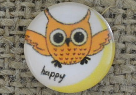  046154 Kaboszon szklany z obrazkiem 12mm sowa happy