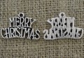 [ś07418] Zawieszka metalowa mała "MERRY CHRISTMAS" 17*25mm w kolorze srebrnym