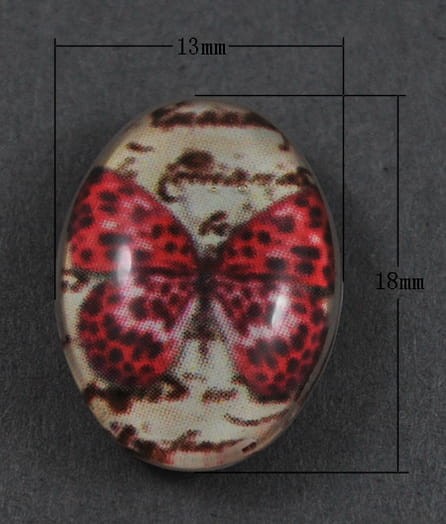 Kaboszon z obrazkiem 13*18mm motylek czerwony