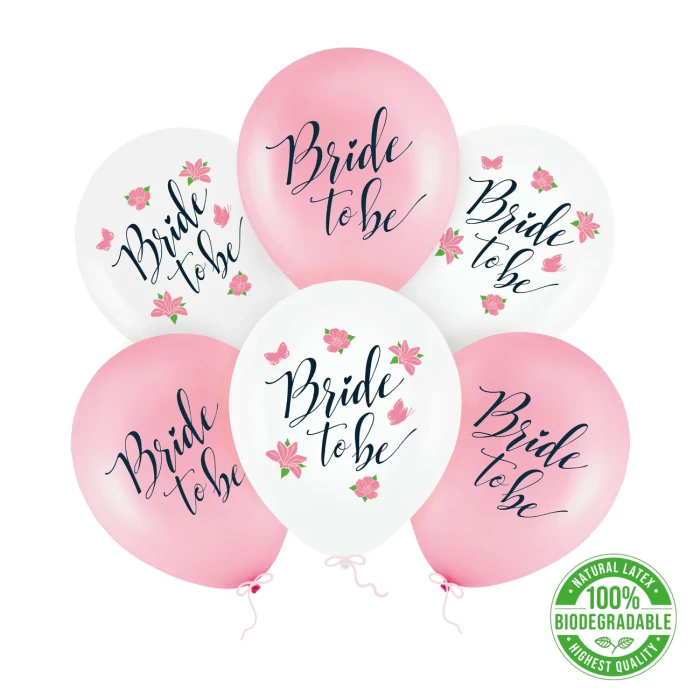 [d03012] Balony lateksowe z nadrukiem "Bride to be" 6szt