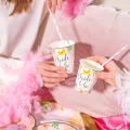 [d04082] Kubeczki papierowe różowe Bride to be kwiaty 6szt