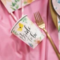 [d04082] Kubeczki papierowe różowe Bride to be kwiaty 6szt