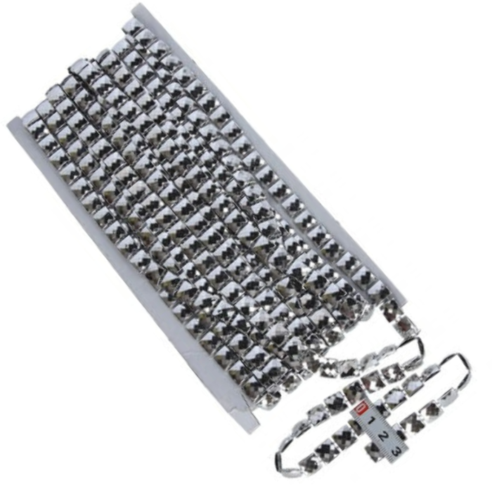 [594143] Taśma kwadraty na sznureczku srebrne 10mm 9m
