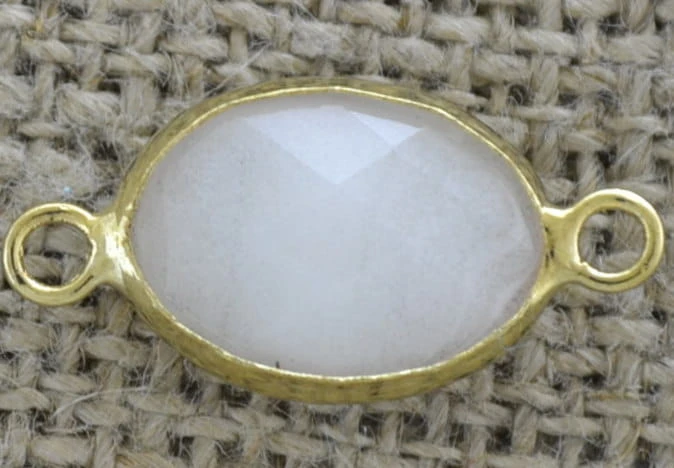 [21284] Element ozdobny łącznik z cyrkonią w kolorze białym